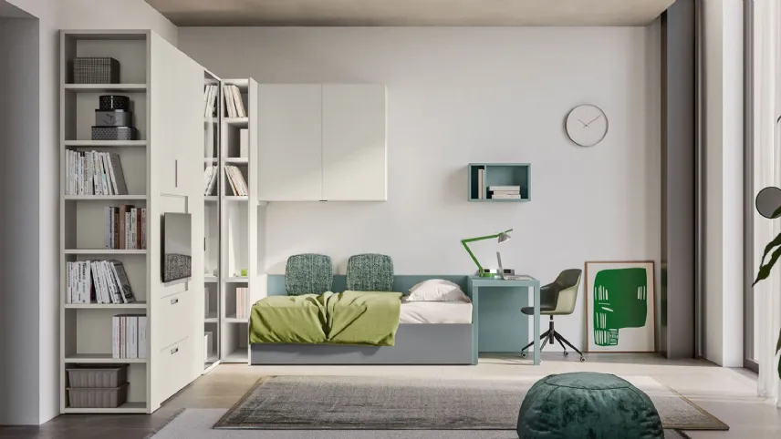 Clever - Start P14: cameretta a ponte con letto singolo e scrivania