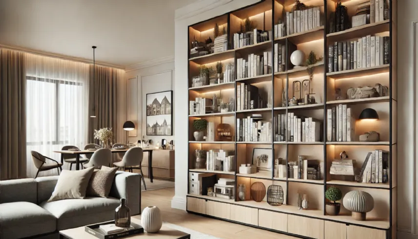 libreria a parete nel living