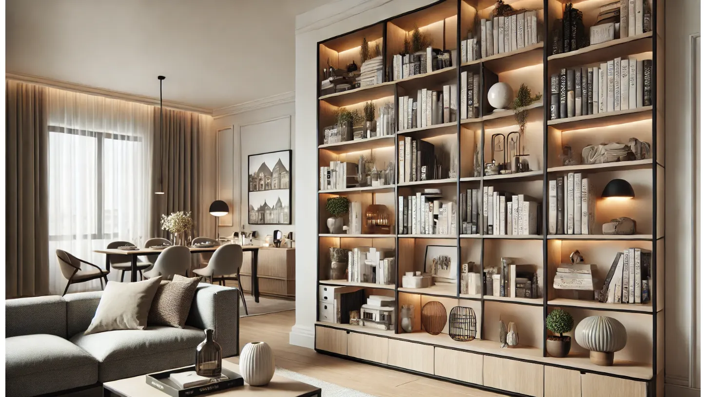 libreria a parete nel living
