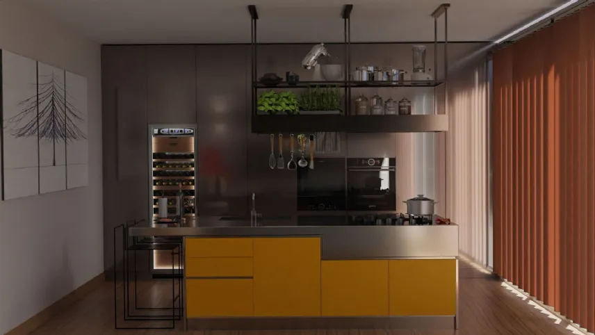 Arca Cucine - Wall 2: ante in acciaio inox laccate RAL